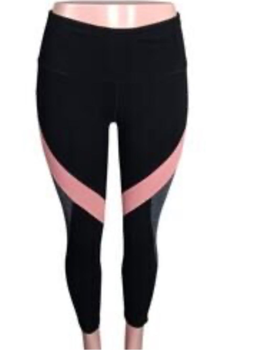 High-Waist Colorblock Leggings in Black, Pink & Gray
